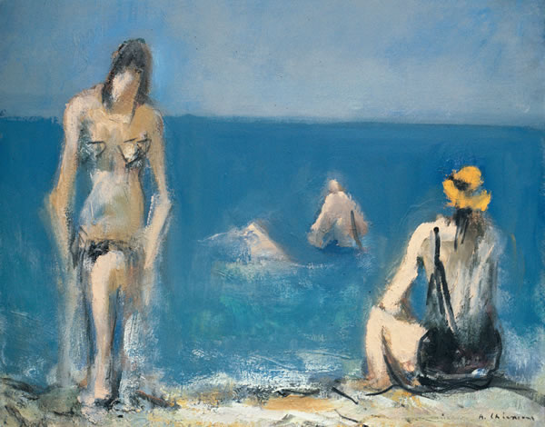 Spiagga, anni ’80, olio, Napoli, collezione privata